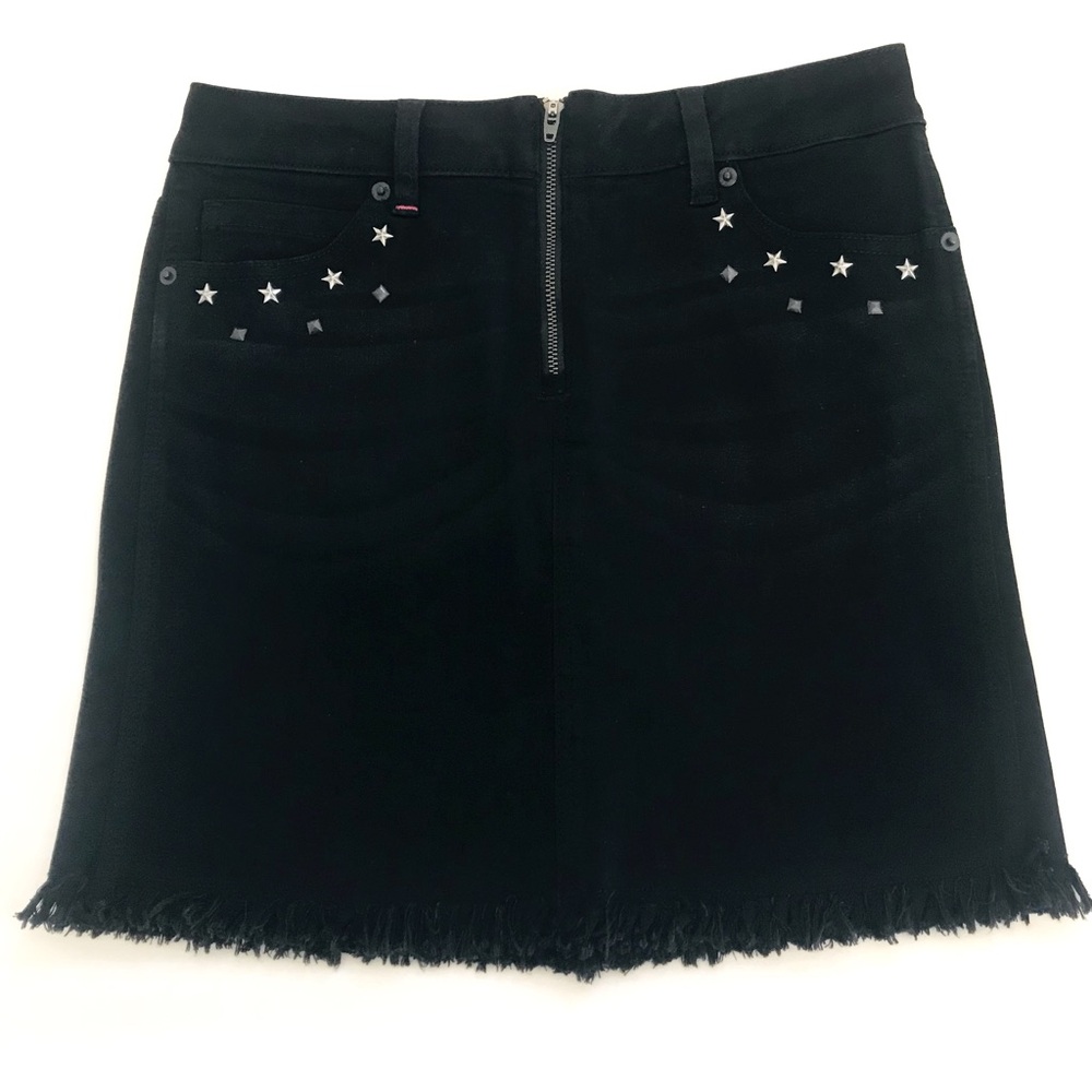 Idyllwind By Miranda Lambert Denim Black Star Studded Mini Skirt Frayed Hem XS